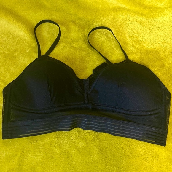 Black Stretchy Polka Dots Mesh Padded Bra Size Medium - Picture 9 of 9